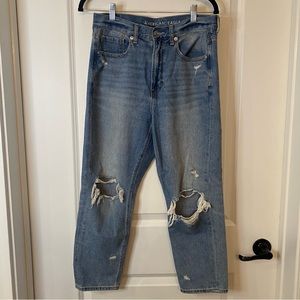 American Eagle High Waisted Distressed Straight Leg Jeans Size 6 X-Short